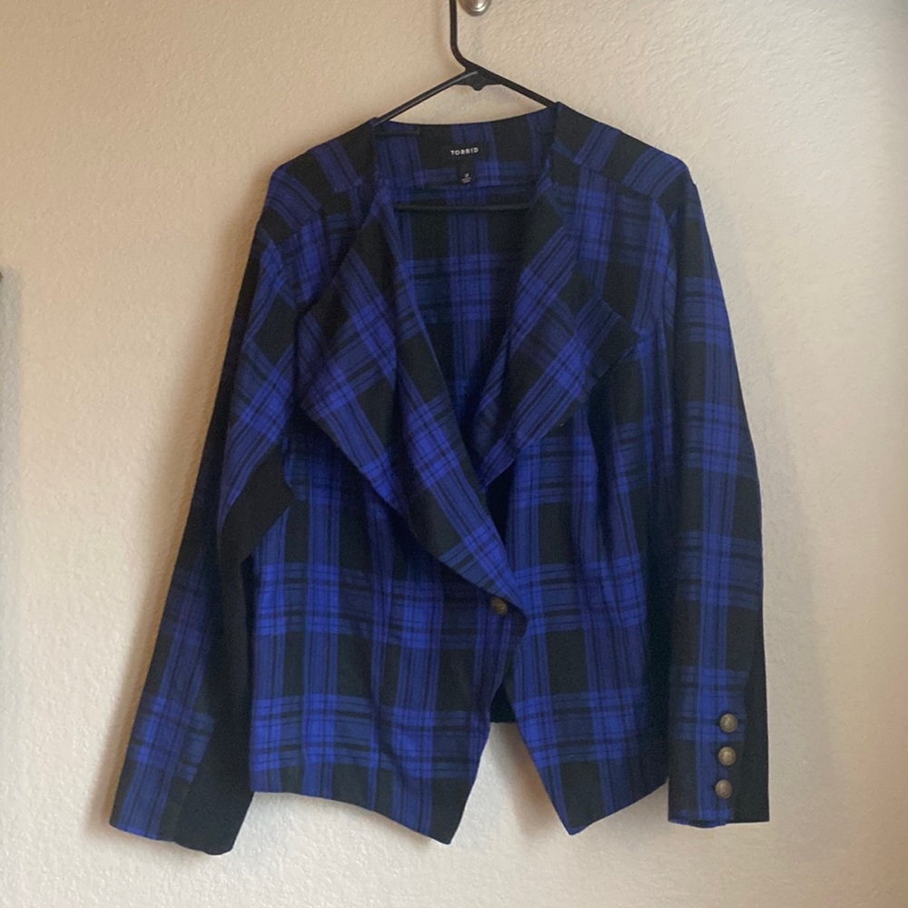 Torrid Blue & Black plaid blazer - Buy 1 get 1 free!